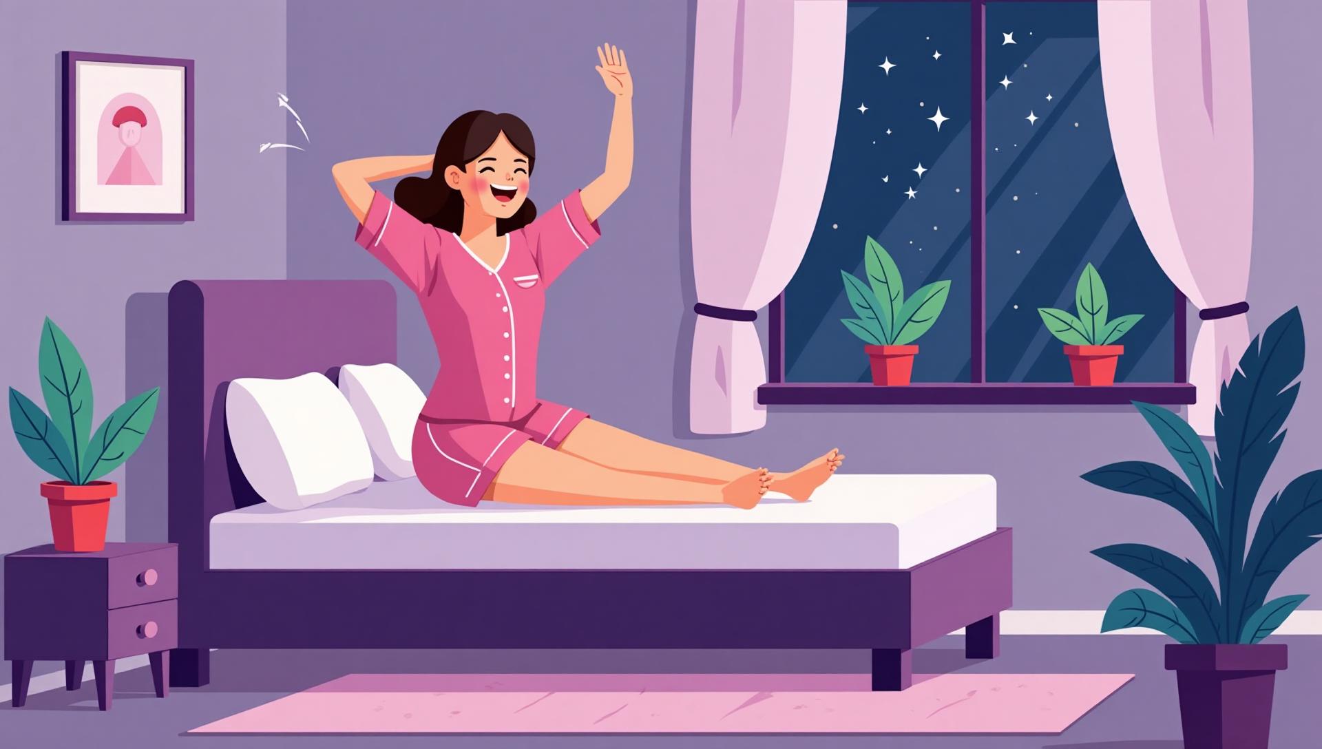 Happy person waking up after a great night's sleep
